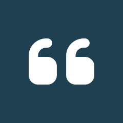 Quotation marks on dark blue background.